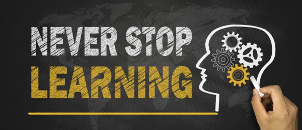 never stop learning concept on blackboard